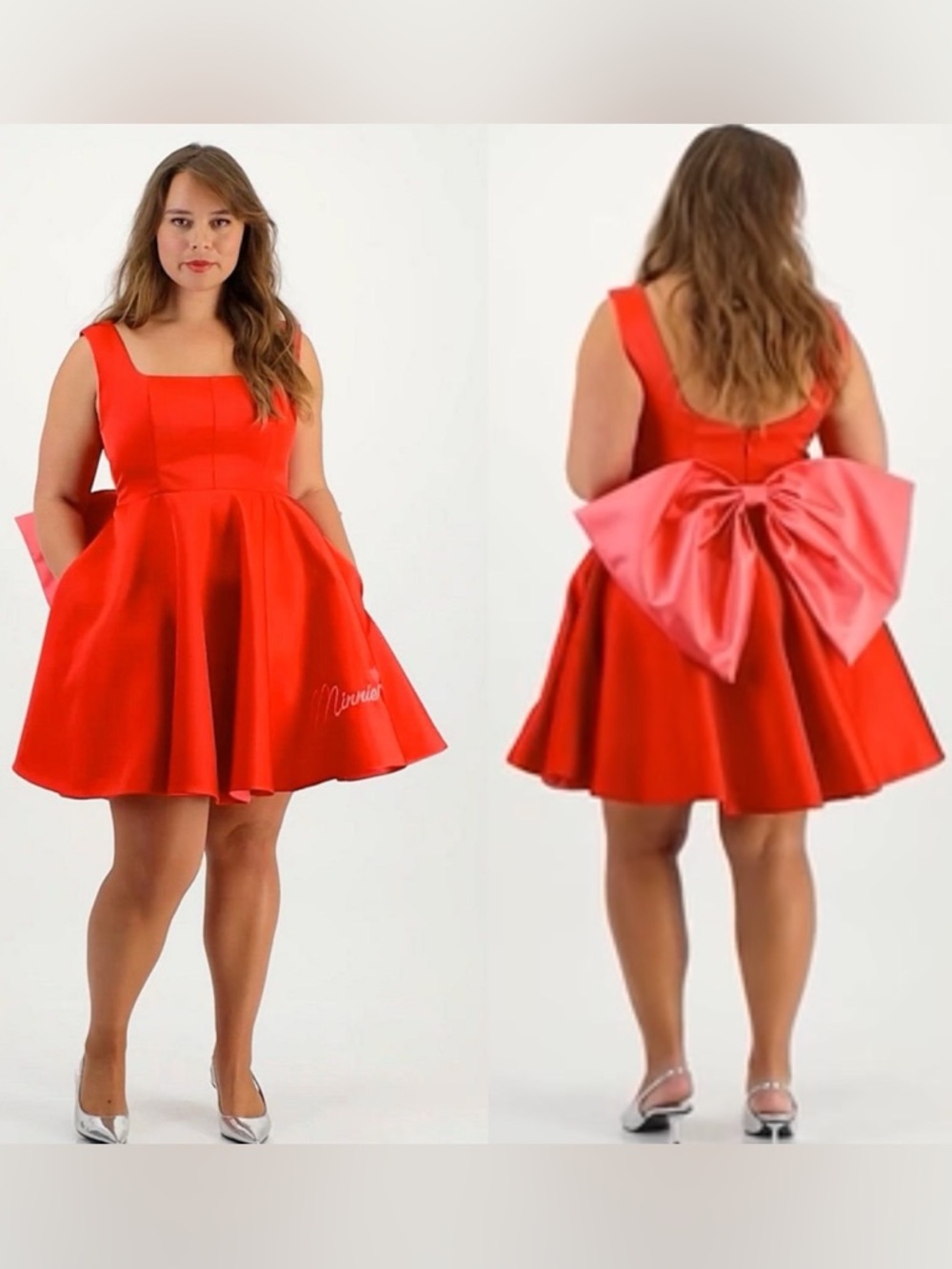 Disney Red fit and flare bow Minnie Satin Mini Dress plus size xxl new women’s